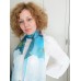 Ръчно рисуван голям шал от естествена коприна Сини орхидеи